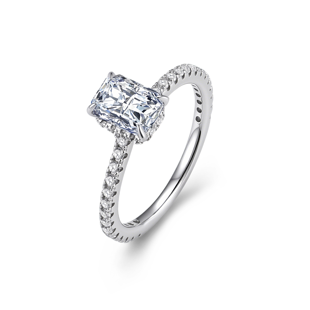 Moissanite Engagement Ring 1 Carat - S925 Sterling Silver Simple Four-Prong 1