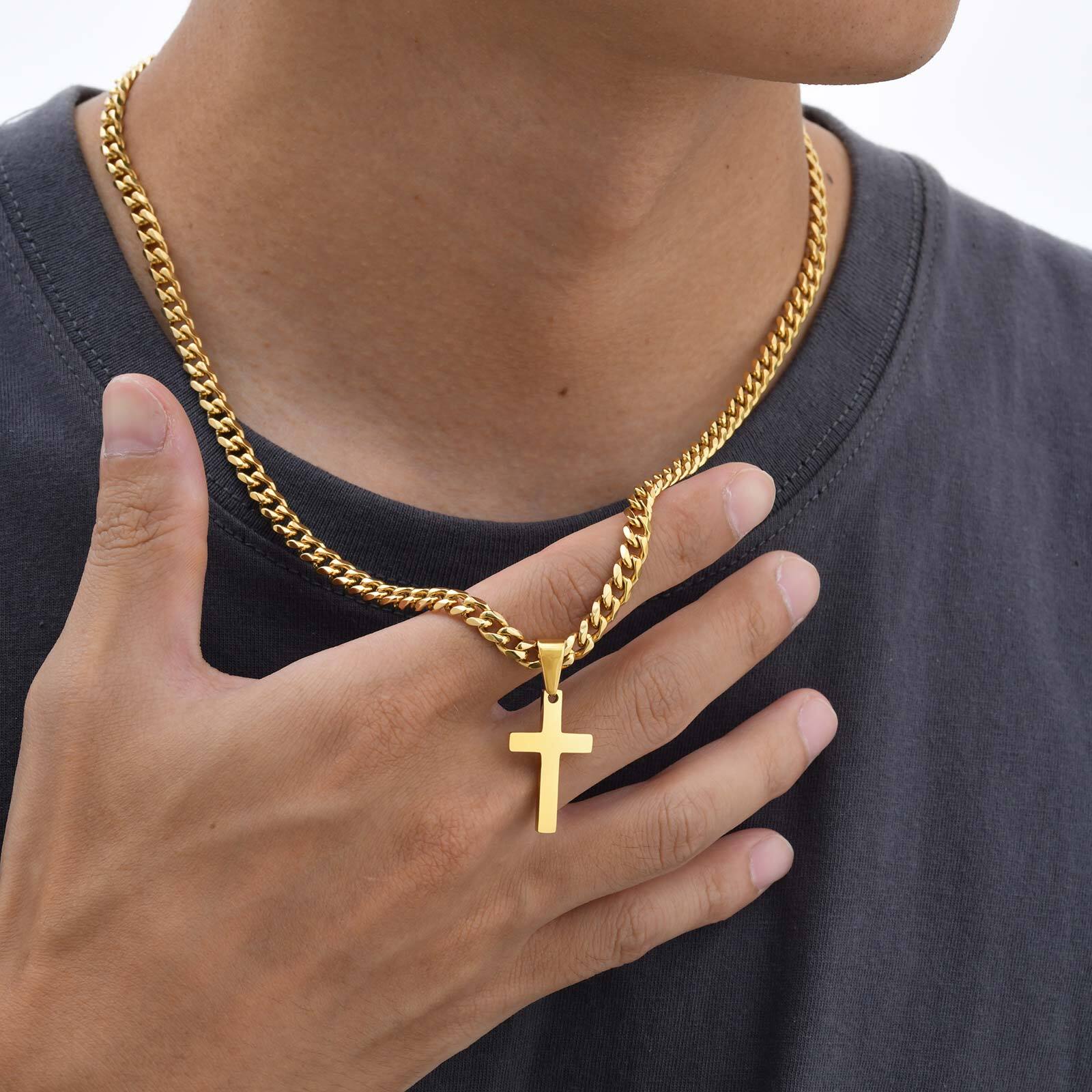 Cuban Link Chain 12Mm - High Quality Cross Necklace for Men