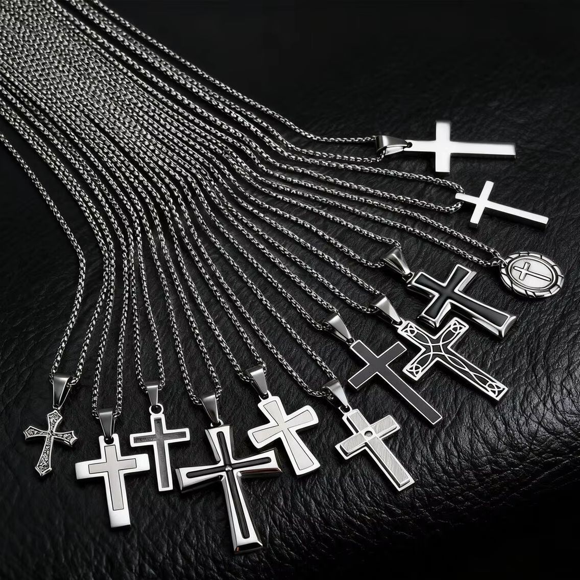 Cuban Link Chain 12Mm - Hip Hop Punk Cross Necklace for