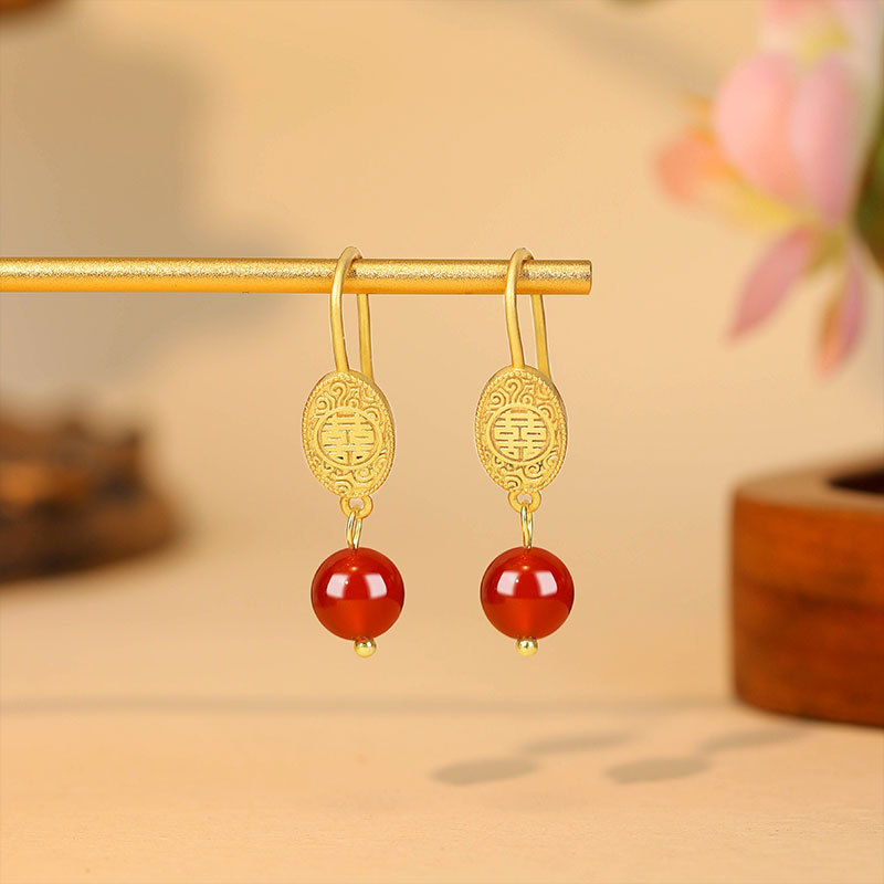 Natural Red Jade Bead Earrings - Earrings review and price