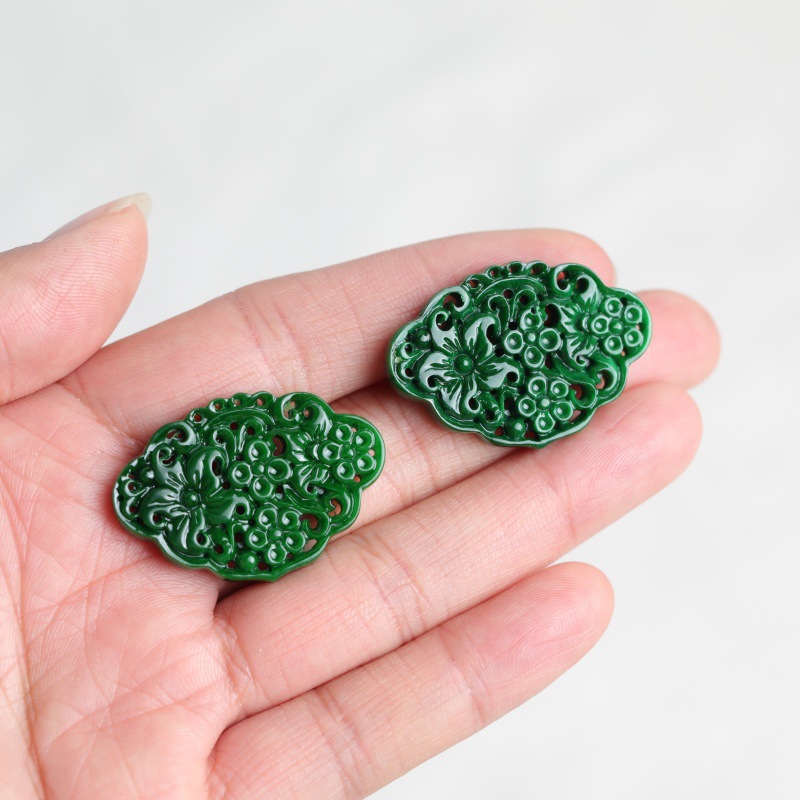 2pc Natural Jade Dry Cyan Doub - Earrings review and price