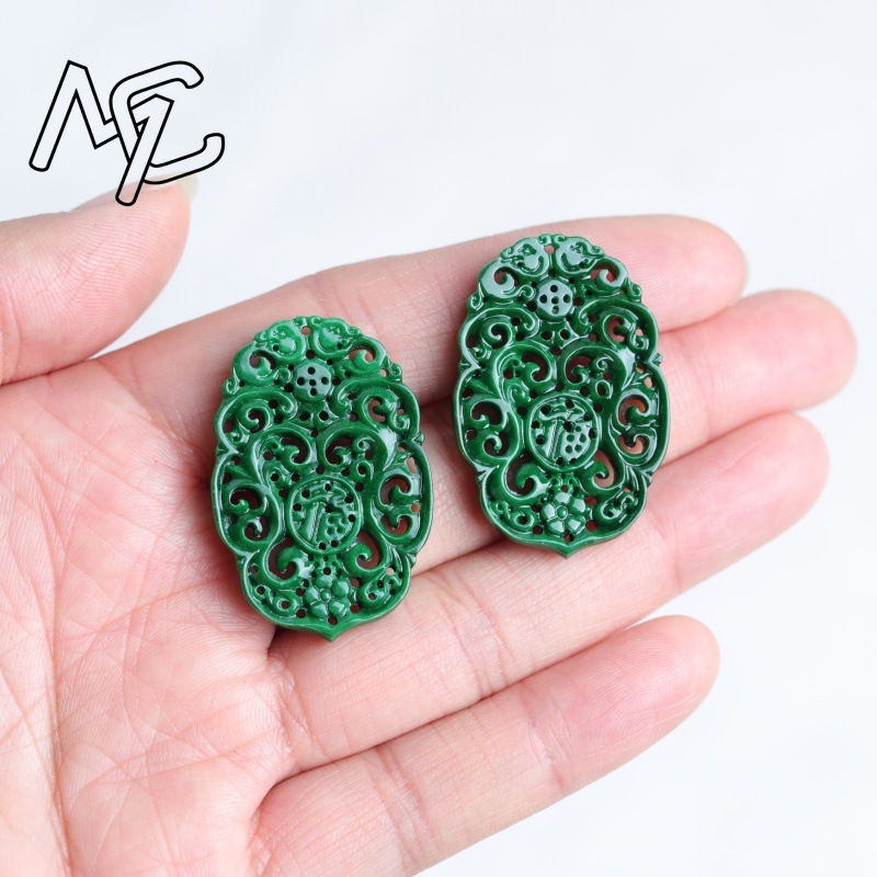 2pc Natural Jade Dry Cyan Doub - Earrings review and price