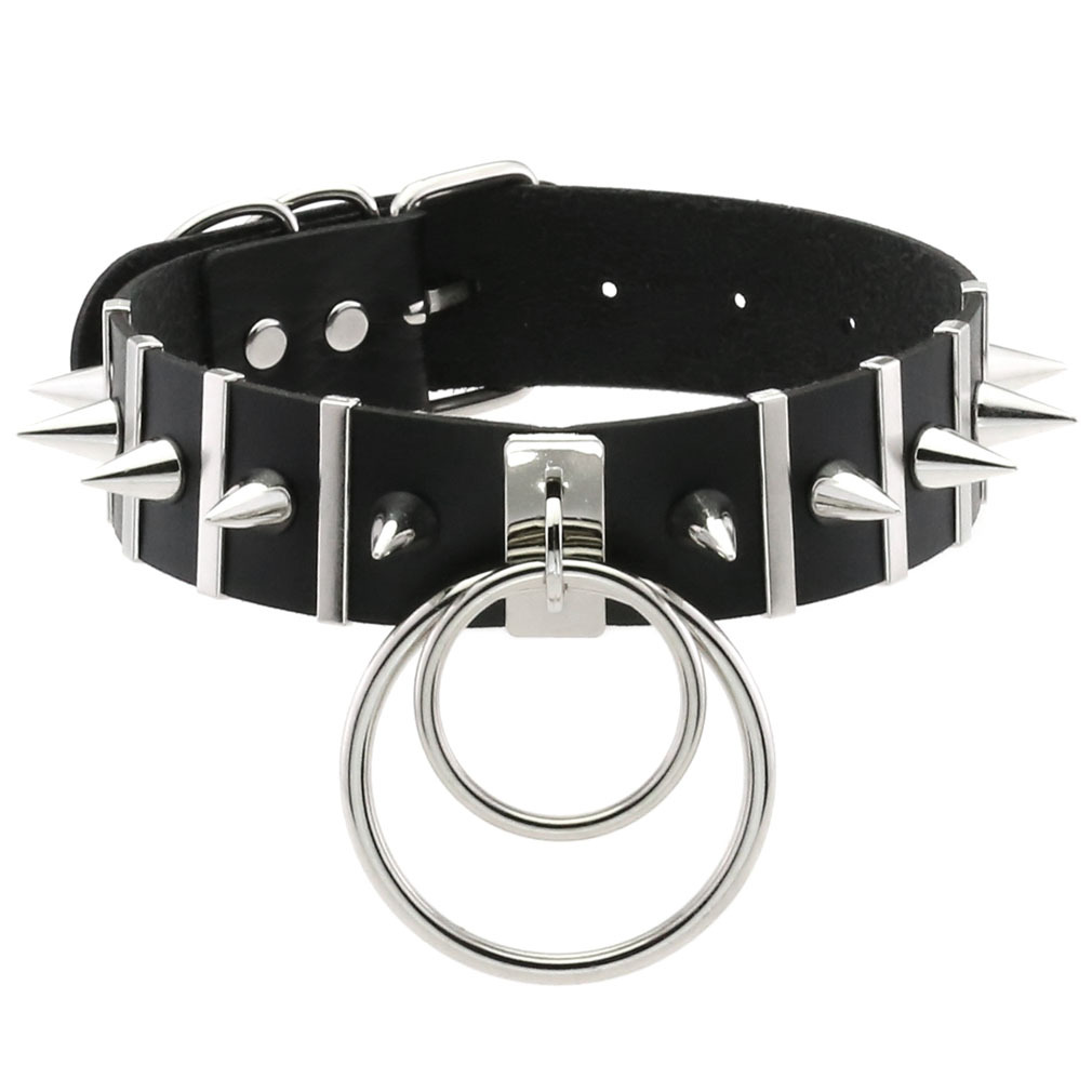 Big Spikes Choker Leather Coll - Goth Punk Spike Choker review and price