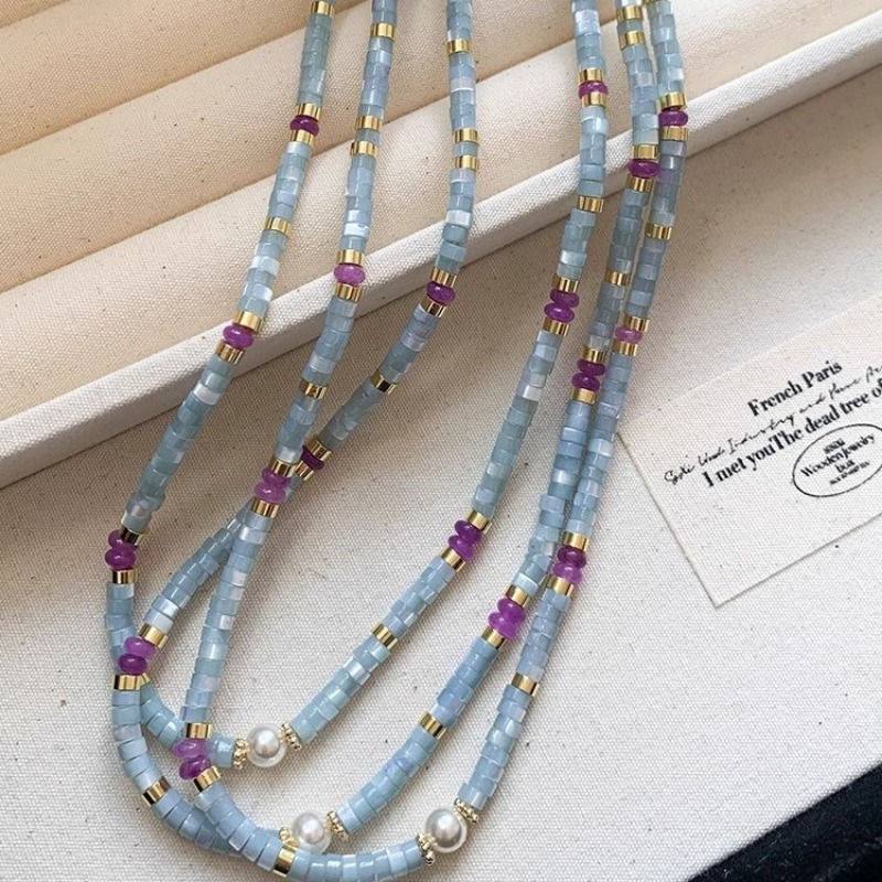 Minar Unusual Blue Natural Sto - Pearl Choker Necklace Vintage review and price