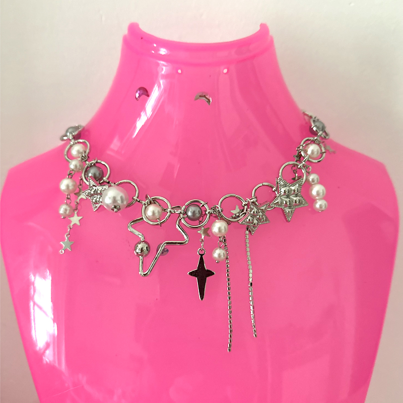 Y2K Jewelry Pearl Splicing Sta - Pearl Choker Necklace Vintage review and price